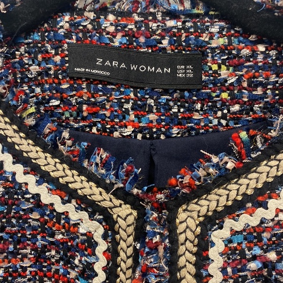 Zara Woman Tweed Jacket with Trim - Picture 4 of 9